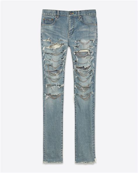 ysl distressed chain embellish denim|ysl jeans farfetch.